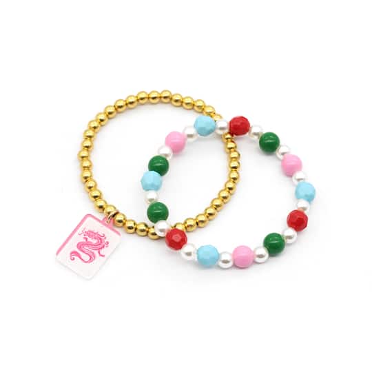 Mahjong Green & Pink Bracelets by Fab Finds